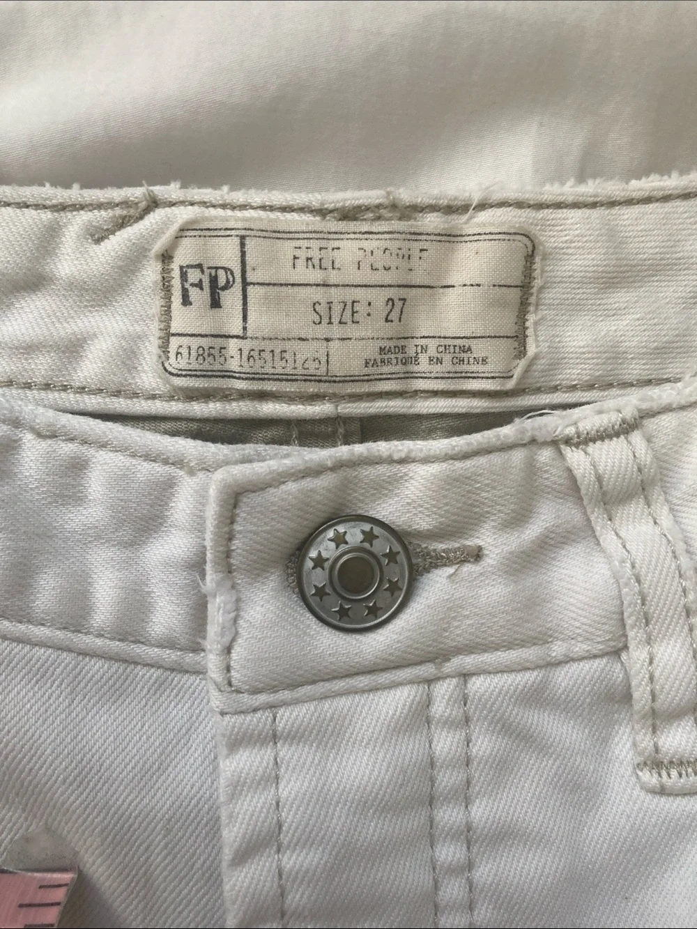Free People Women's Two-Tone Color Block White and Tan Jeans 26
